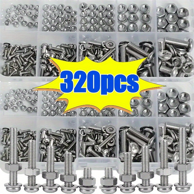 AliExpress M2-M5 Hex Nut and Bolt Assortment Kit (320 Pieces)