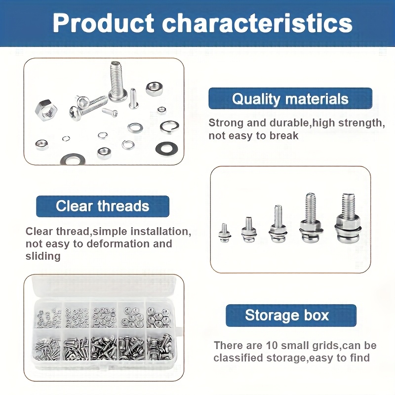 AliExpress M2-M5 Hex Nut and Bolt Assortment Kit (320 Pieces), view 5