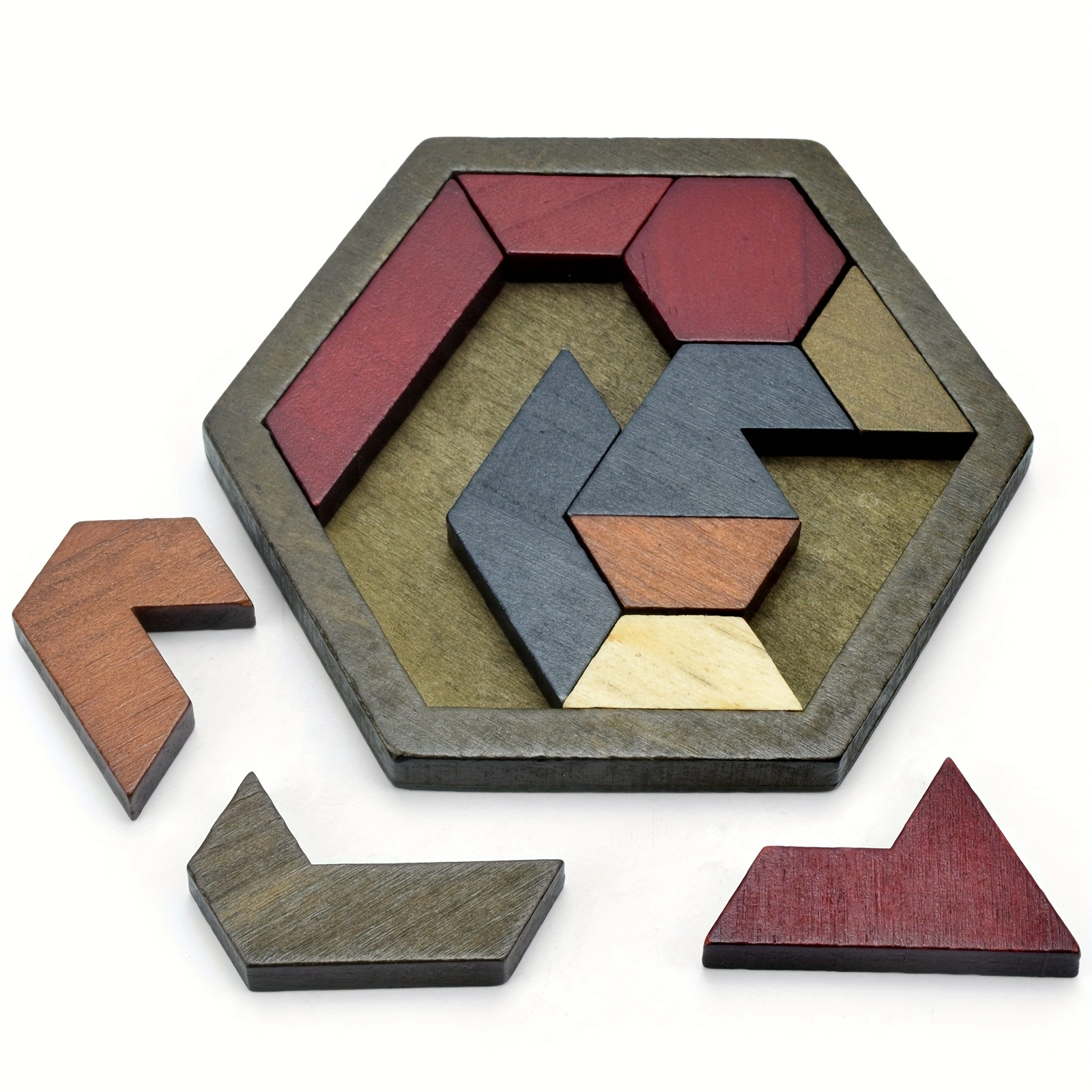 AliExpress Hexagon Tangram Puzzle, Wooden Puzzle Toys for Children and Adults, Challenging Puzzles Wooden Brain Teasers Puzzle for Adults