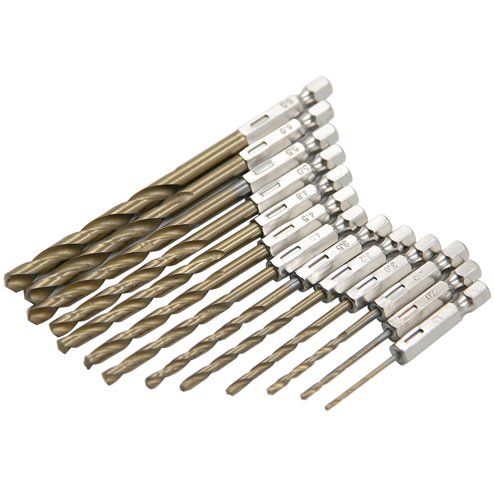 AliExpress Hexagonal Handle 13pc Titanium Plated Twist Drill 1.5-6.5mm Electric Drill Driver Drilling Air Screwdriver Tool Accessory Set, view 6