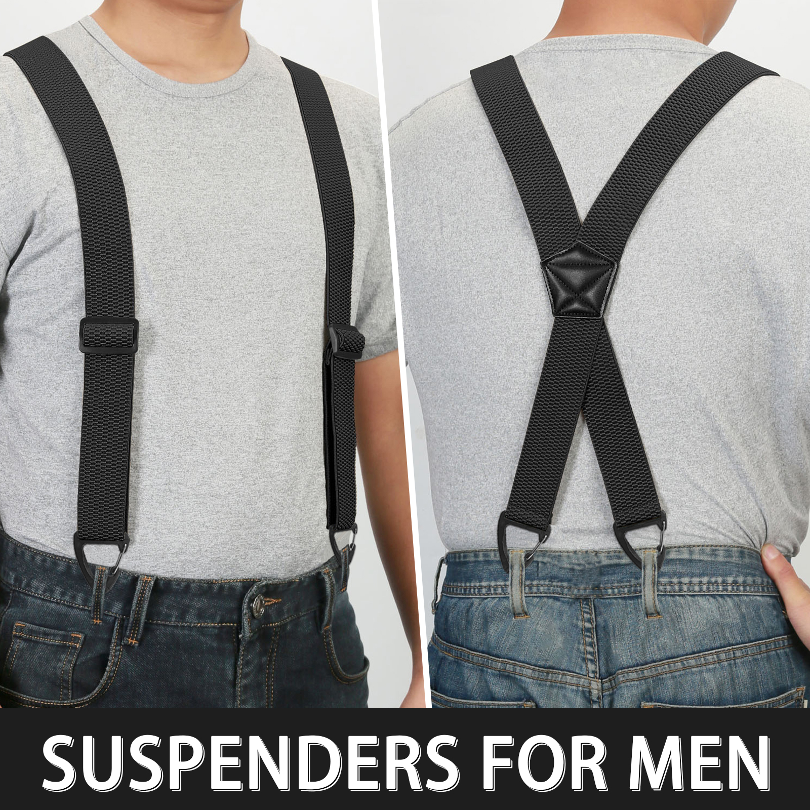 AliExpress Hidden Suspenders for Men 1.6" Wide Elastic Adjustable Work Suspenders Heavy Duty with 4 Snap Loop X-back Braces for Trousers, view 2