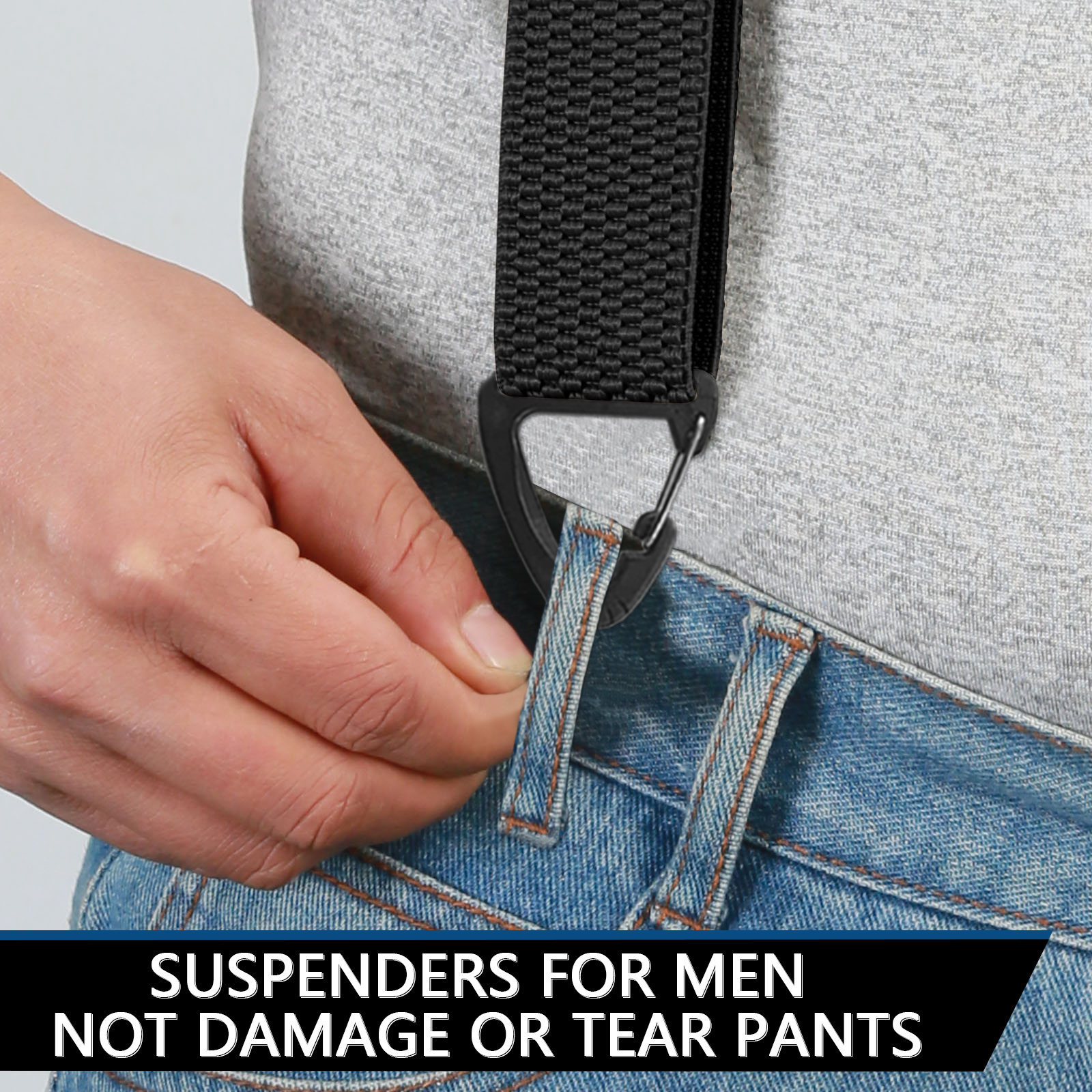AliExpress Hidden Suspenders for Men 1.6" Wide Elastic Adjustable Work Suspenders Heavy Duty with 4 Snap Loop X-back Braces for Trousers, view 4