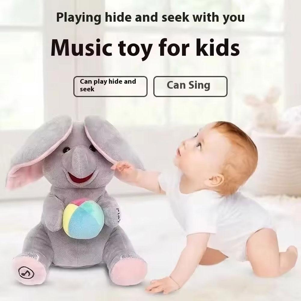 AliExpress Hide-And-Seek Elephant Plush Toy Baby Interactive Singing Musical Toy For Soothing Children Head Up Training Toys Children Gift, view 5