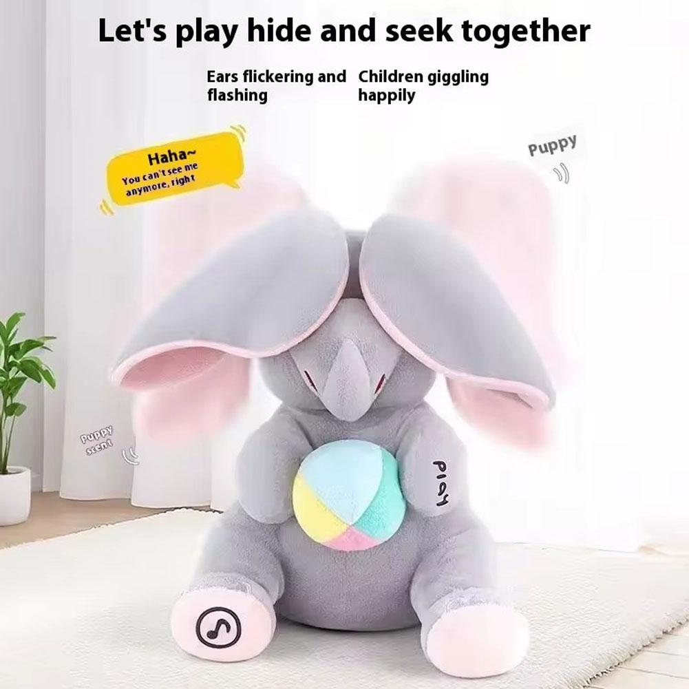 AliExpress Hide-And-Seek Elephant Plush Toy Baby Interactive Singing Musical Toy For Soothing Children Head Up Training Toys Christmas Gift, view 3