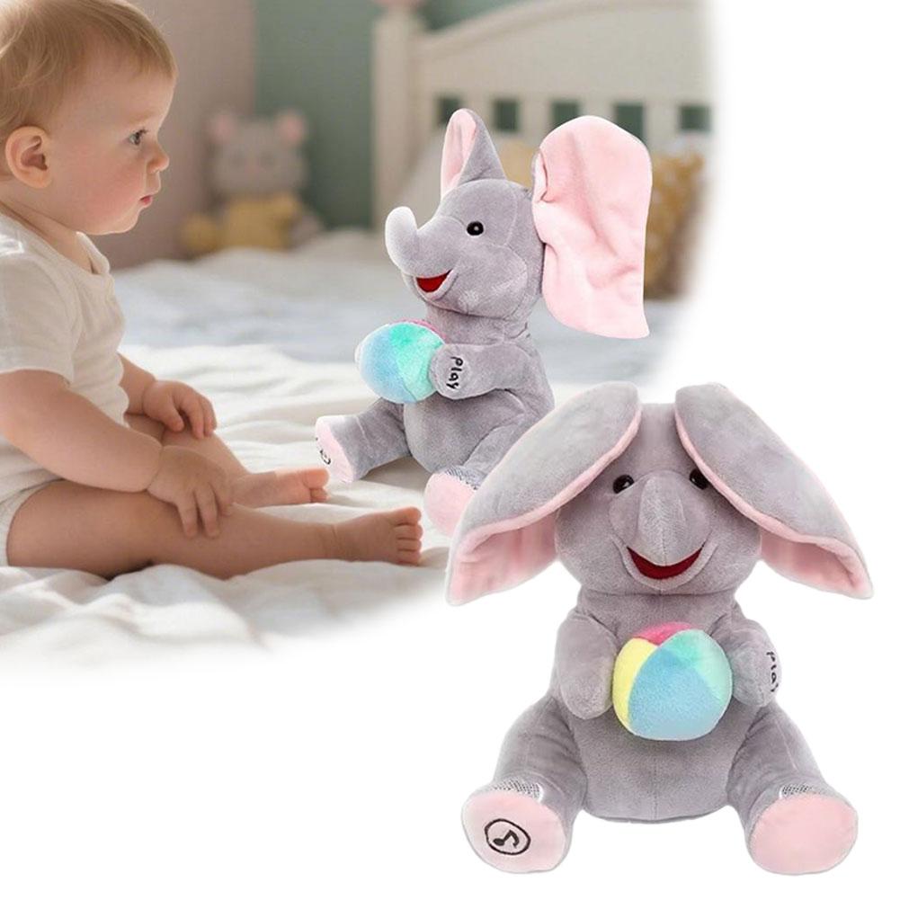 AliExpress Hide-And-Seek Elephant Plush Toy Baby Interactive Singing Musical Toy For Soothing Children Head Up Training Toys Christmas Gift, view 6