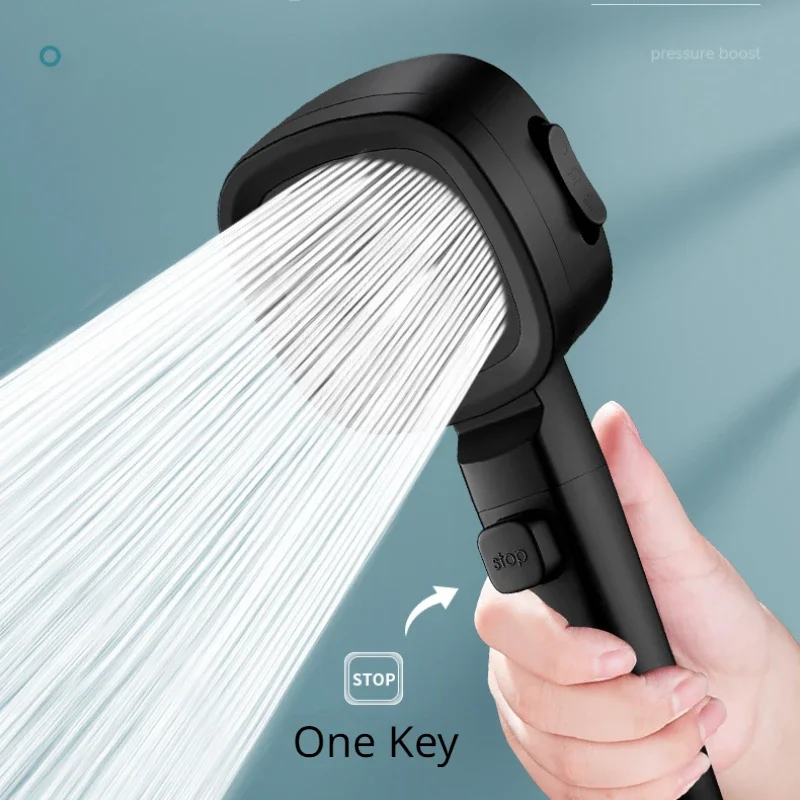 AliExpress High Pressure Shower Head Water Saving 3 Modes Shower Heads Adjustable One-Key Stop Water Massage Sprayer Bathroom Accessories, view 3