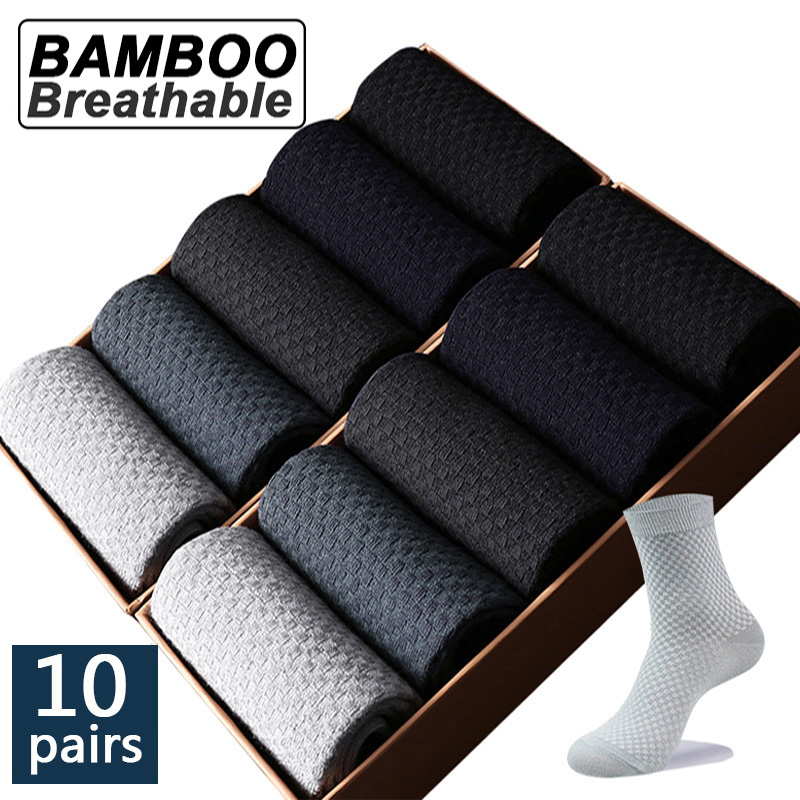 AliExpress High Quality 10 Pairs/lot Men Bamboo Fiber Socks Men Breathable Compression Long Socks Business Casual Male Large size 38-45