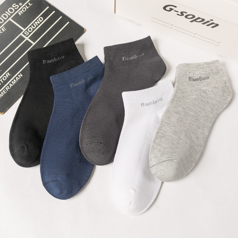 AliExpress High Quality 10Pairs/Lot Men's Bamboo Fiber Socks Short Casual Breatheable Anti-Bacterial Man Ankle Socks New black busines, view 2
