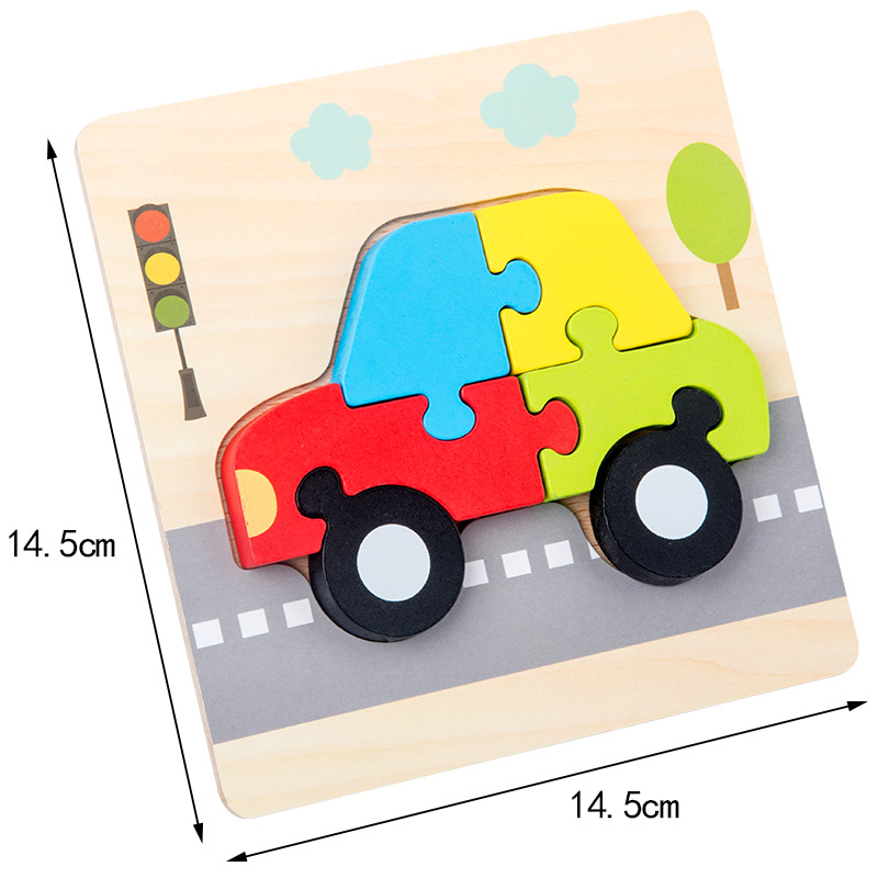 AliExpress High Quality 3D Wooden Puzzle Baby Cartoon Animal Traffic Jigsaw Early Learning Cognition Game Puzzle Toys for Children, view 6