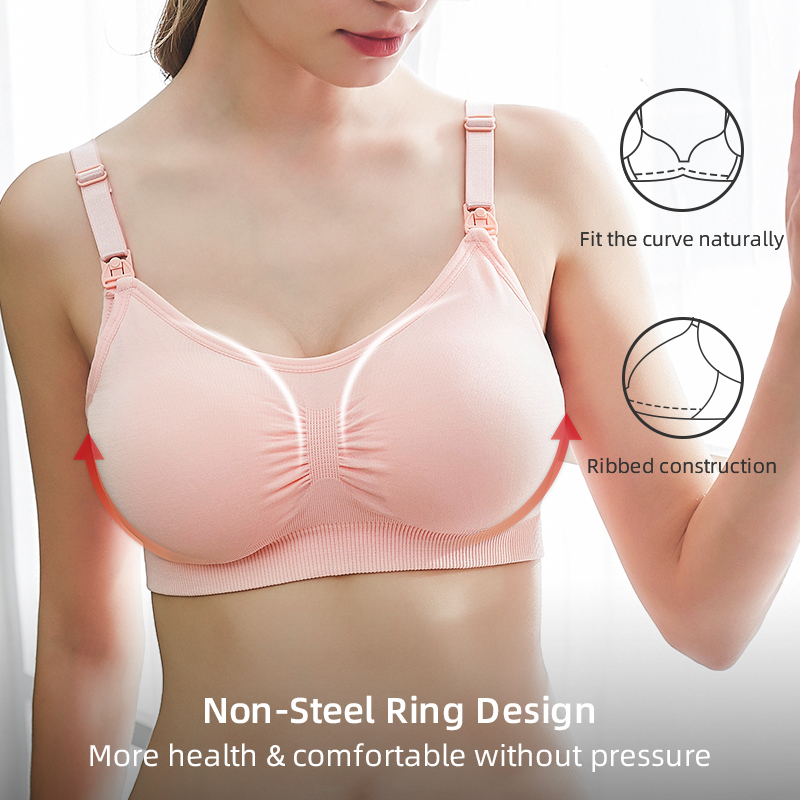 AliExpress High Quality Plus Size Nursing Bra Breathable Women Breastfeeding Underwear Seamless Maternity Bra Push Up, view 3