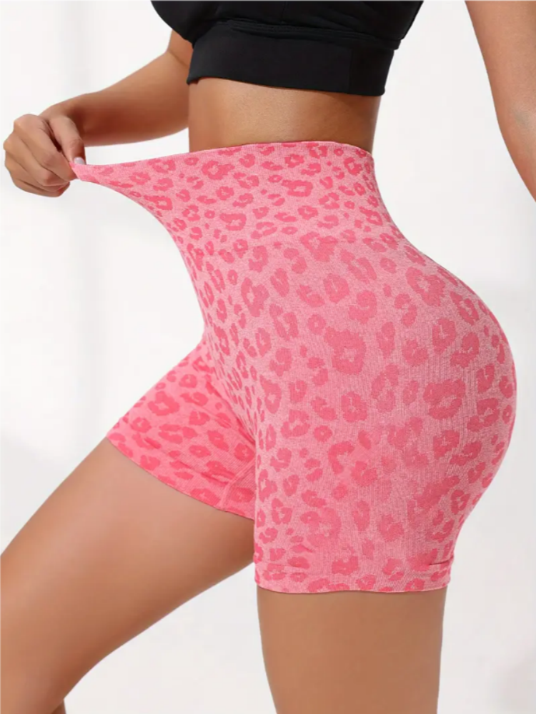 AliExpress High-Waist Quick-Dry Leopard Print Yoga Shorts, view 2