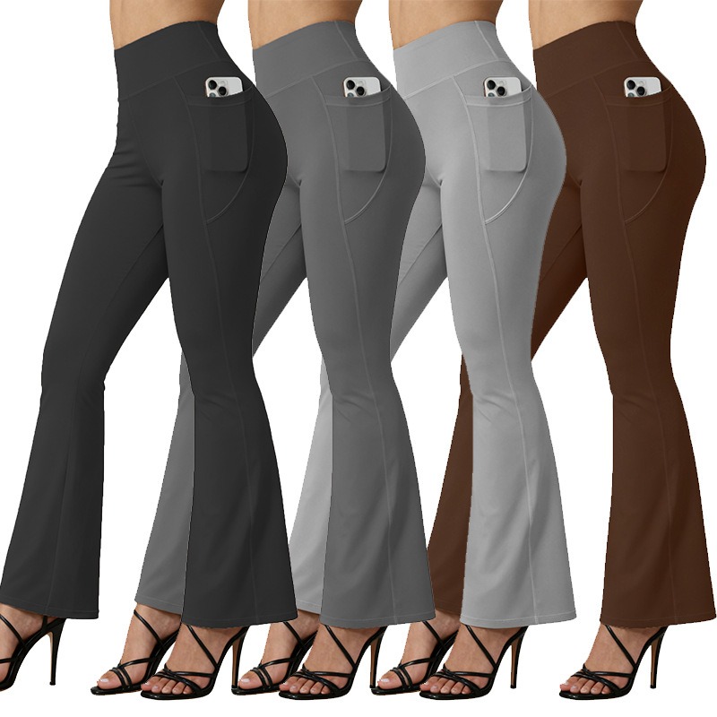 AliExpress High Waisted Flared Yoga Leggings Women Butt Lifting with Pocket Design Wide Leg Leggings Running Tights Plus Size Gym Pants