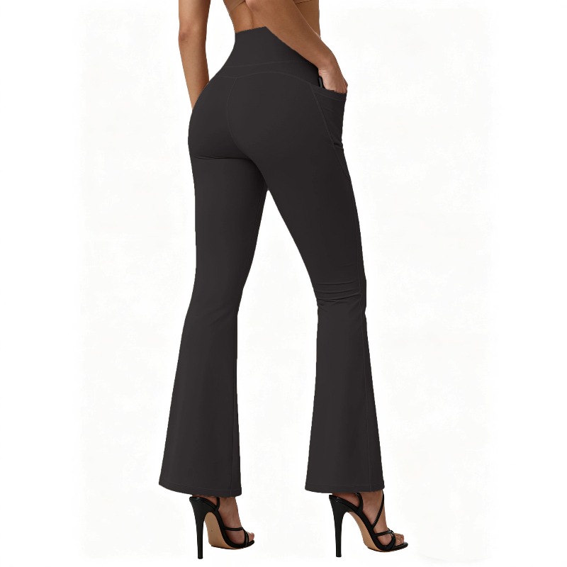 AliExpress High Waisted Flared Yoga Leggings Women Butt Lifting with Pocket Design Wide Leg Leggings Running Tights Plus Size Gym Pants, view 2