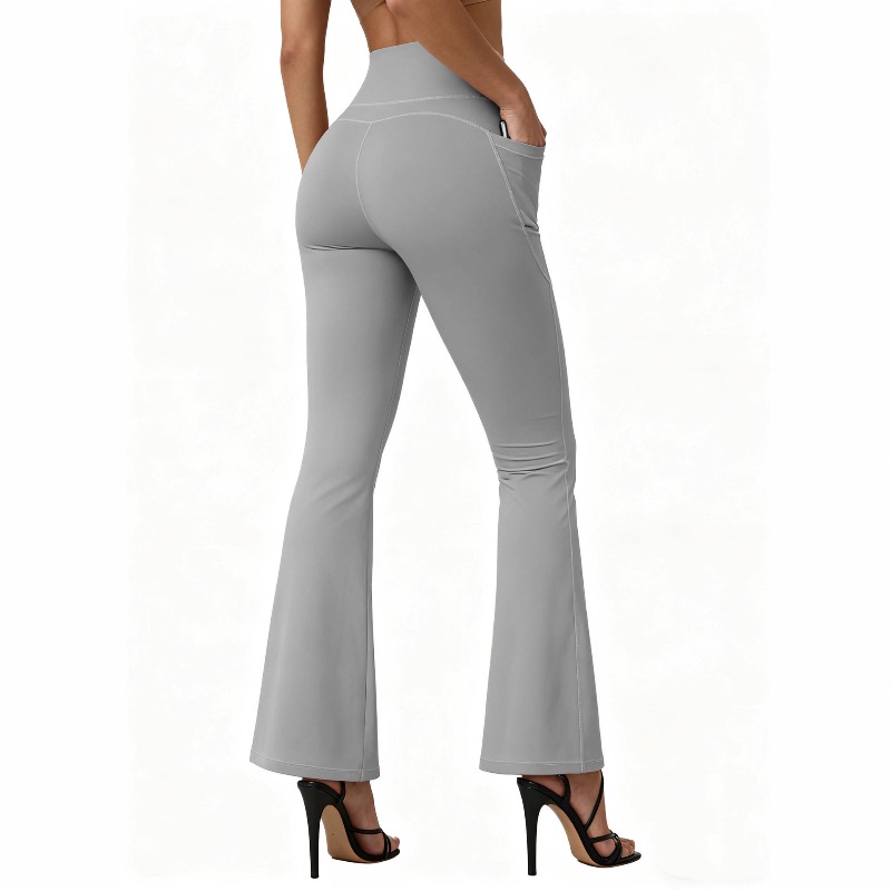 AliExpress High Waisted Flared Yoga Leggings Women Butt Lifting with Pocket Design Wide Leg Leggings Running Tights Plus Size Gym Pants, view 4