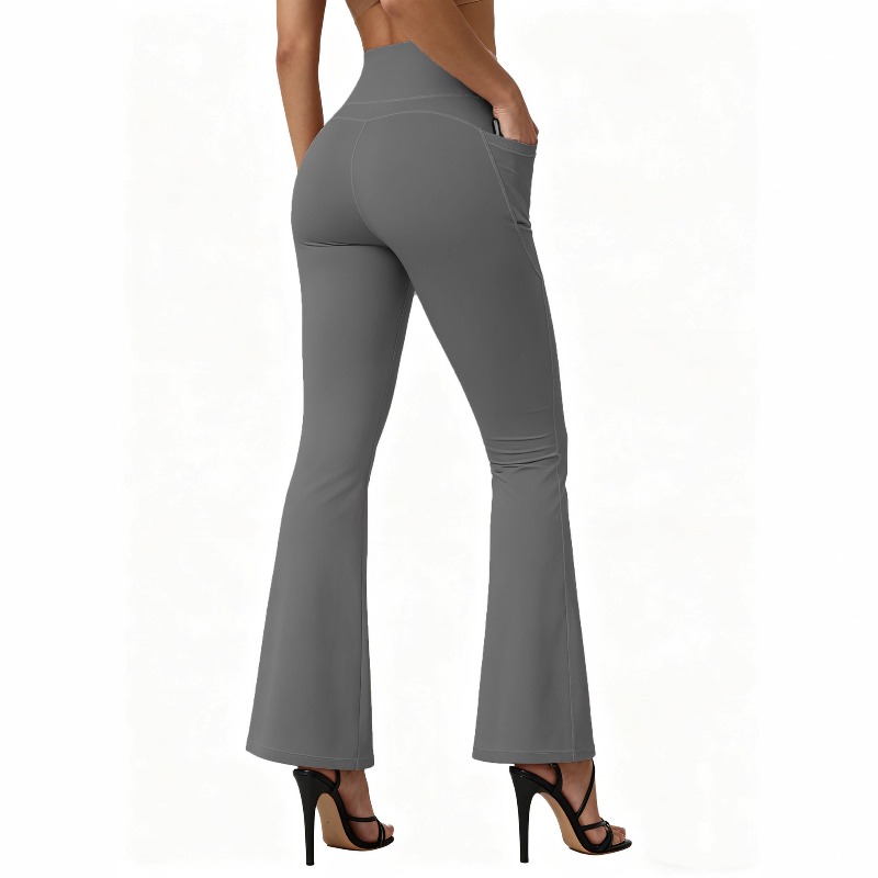 AliExpress High Waisted Flared Yoga Leggings Women Butt Lifting with Pocket Design Wide Leg Leggings Running Tights Plus Size Gym Pants, view 5