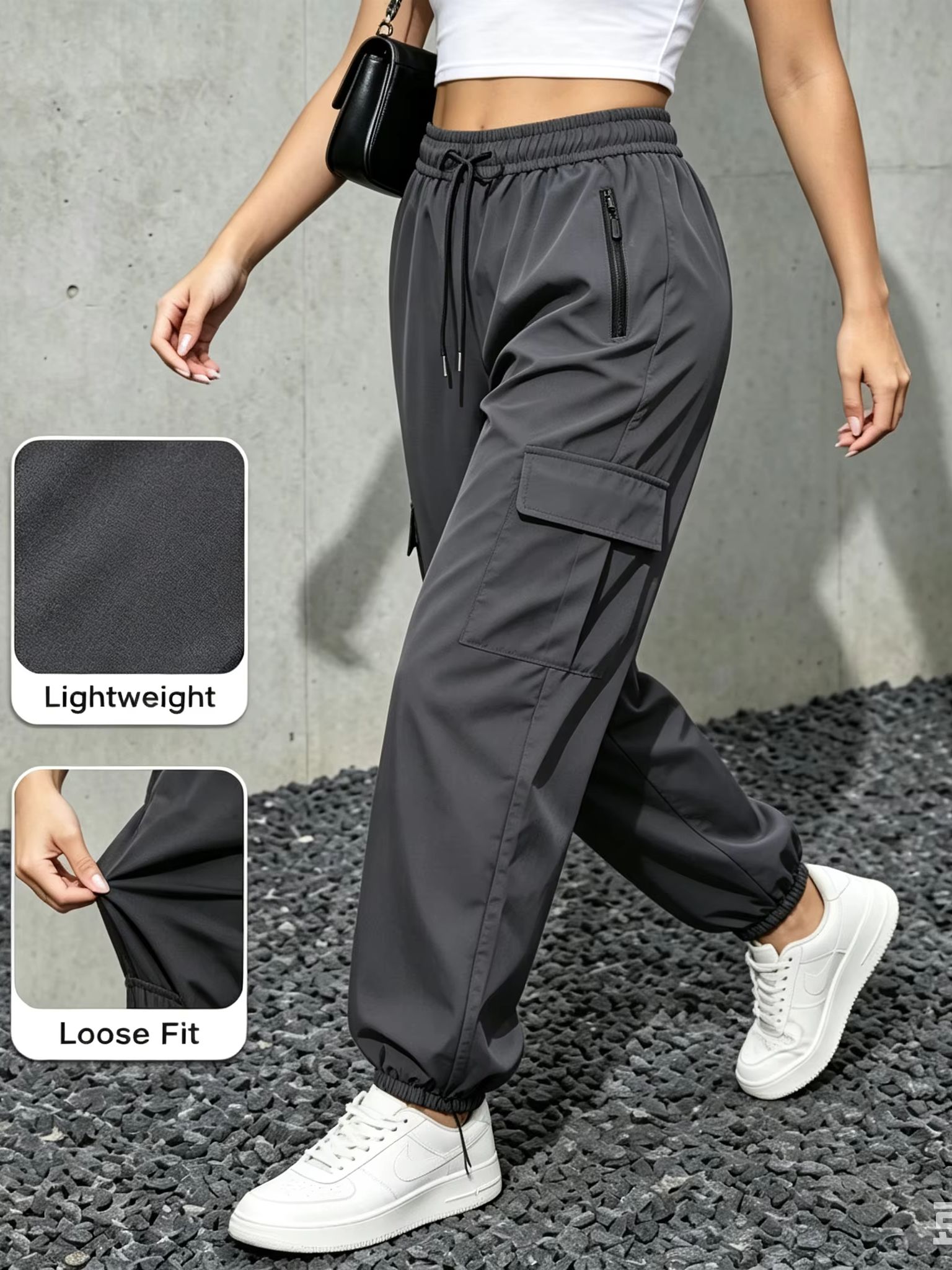 AliExpress Hiking Pants For Women Cargo Quick Dry Water Resistant Elastic Waist Zip Pockets, Travel Work Lightweight Running