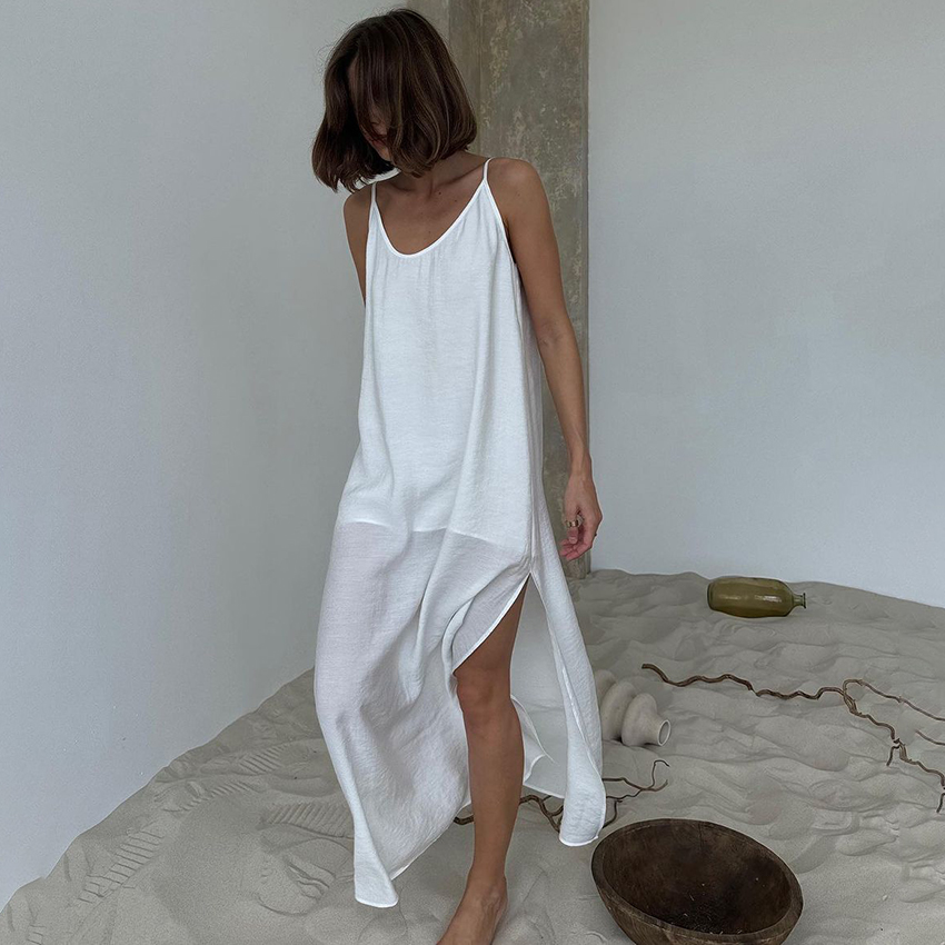 AliExpress HiLoc Loose Sleeveless V-Neck Long Summer Dress