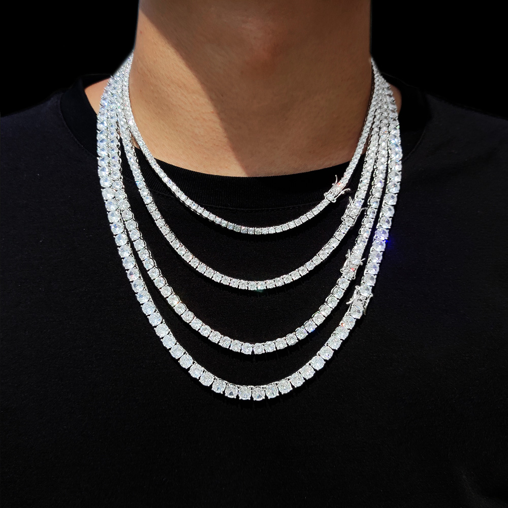AliExpress Iced-Out CZ Tennis Chain Choker Necklace, view 2
