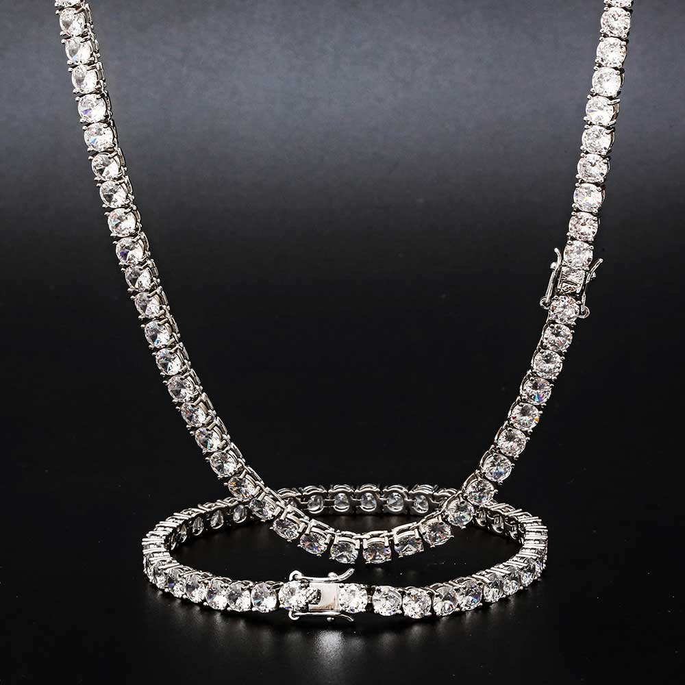 AliExpress Iced-Out CZ Tennis Chain Choker Necklace, view 4