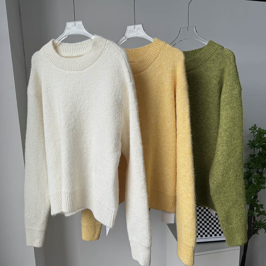 AliExpress Hirsionsan Basic O Neck Basic Sleeve Sweater Women 2025 Oversized Short Knitted Wool Pullover Female Casual Thick Warm Soft Tops, view 6