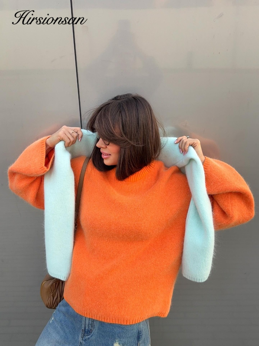 AliExpress Hirsionsan Basic Regular Knitted Soft Sweater Women 2026 New Winter Loose Solid Ladies Pullovers Warm Casual Knitwear Jumper, view 2