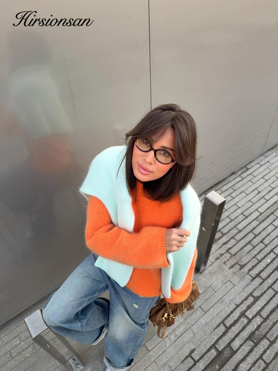 AliExpress Hirsionsan Basic Regular Knitted Soft Sweater Women 2026 New Winter Loose Solid Ladies Pullovers Warm Casual Knitwear Jumper, view 4