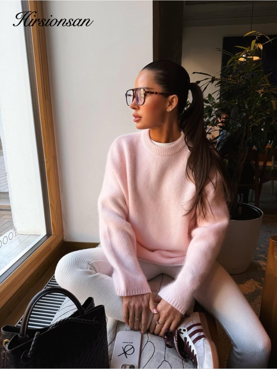 AliExpress Hirsionsan Basic Regular Knitted Soft Sweater Women 2026 New Winter Loose Solid Ladies Pullovers Warm Casual Knitwear Jumper, view 6