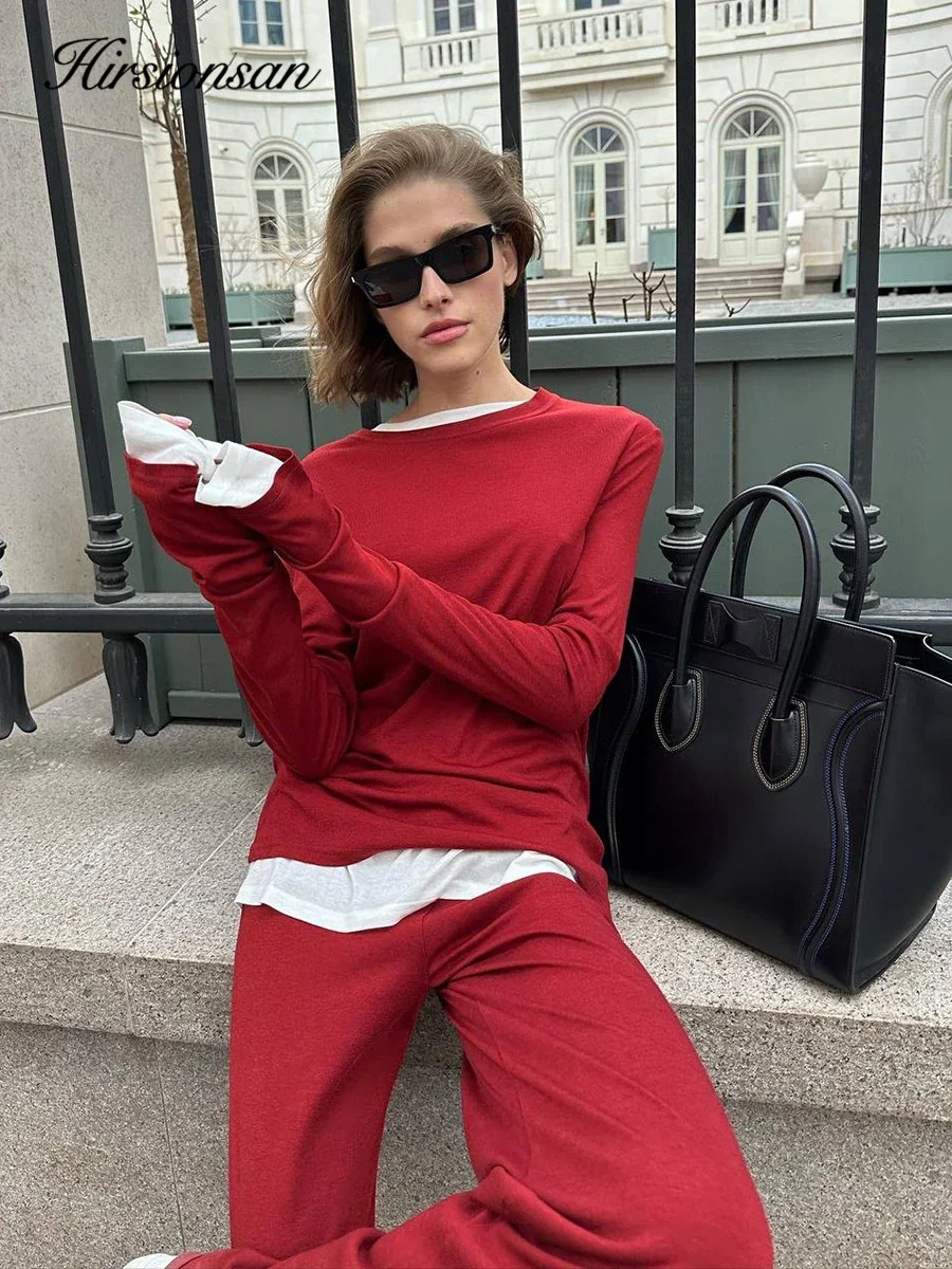 AliExpress Hirsionsan Modal Soft Loose Sets Women 2026 Casual Two Pieces Long Sleeve T Shirts and High Waist Dresses Outfits Tracksuit, view 2