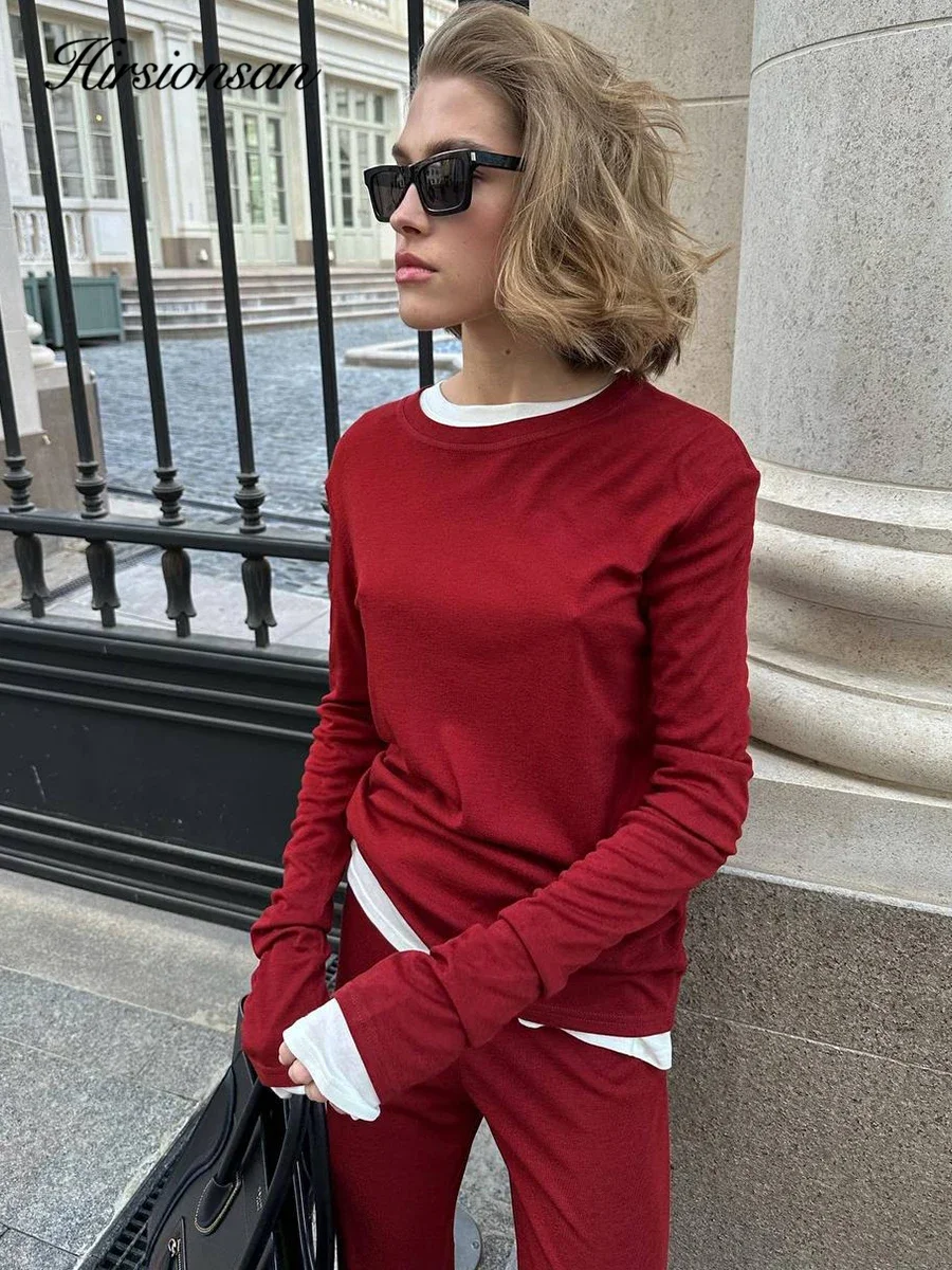 AliExpress Hirsionsan Modal Soft Loose Sets Women 2026 Casual Two Pieces Long Sleeve T Shirts and High Waist Dresses Outfits Tracksuit, view 3