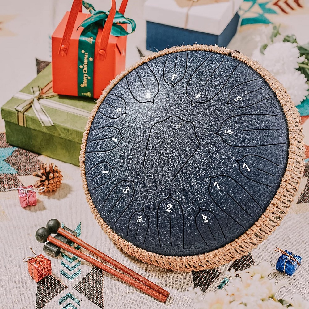 AliExpress Hluru Music Drum 15 Notes Glucophone Steel Tongue Drum 13 Inch 15 Notes D Tone Ethereal Drum Percussion Musical Instruments, view 4