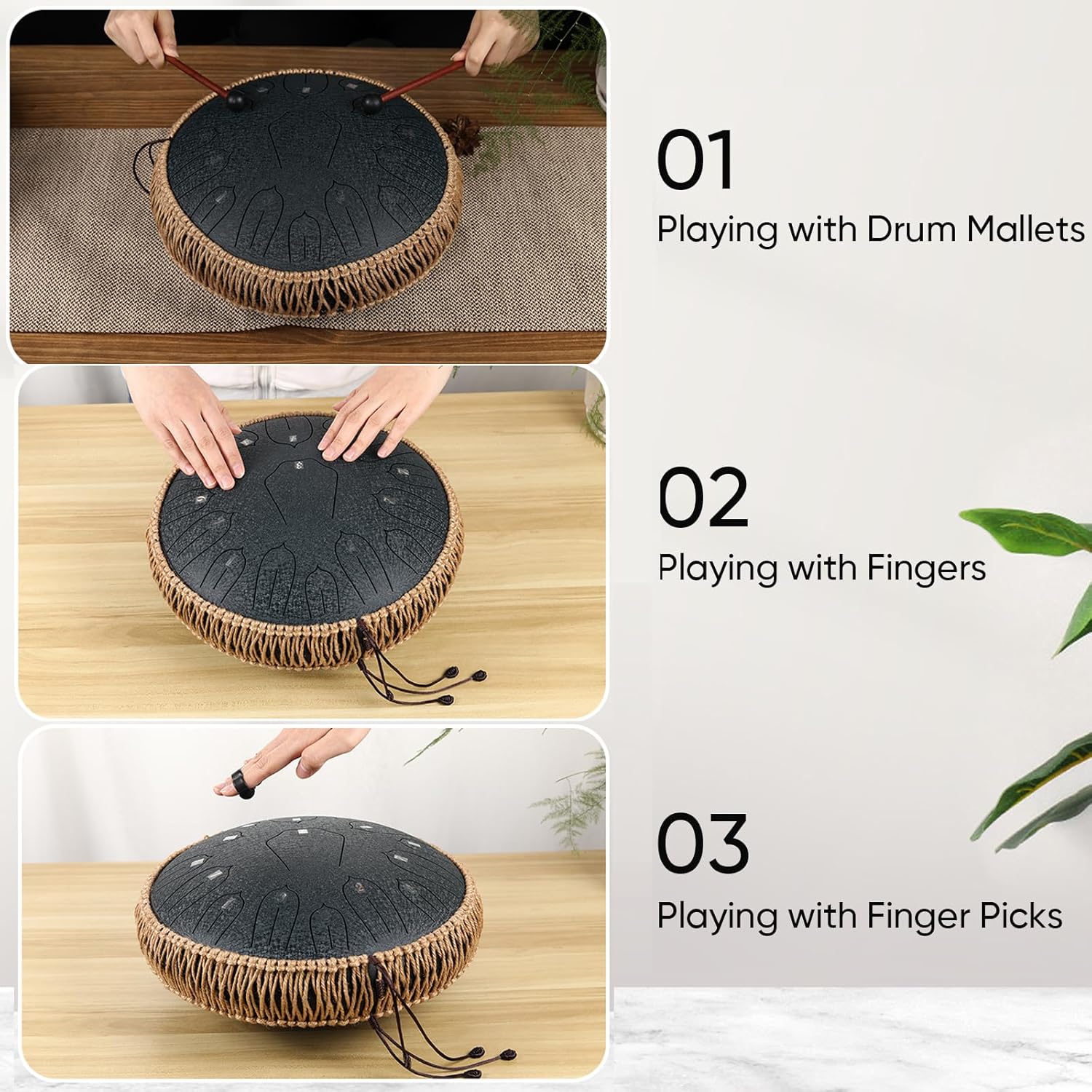 AliExpress Hluru Music Drum 15 Notes Glucophone Steel Tongue Drum 13 Inch 15 Notes D Tone Ethereal Drum Percussion Musical Instruments, view 2