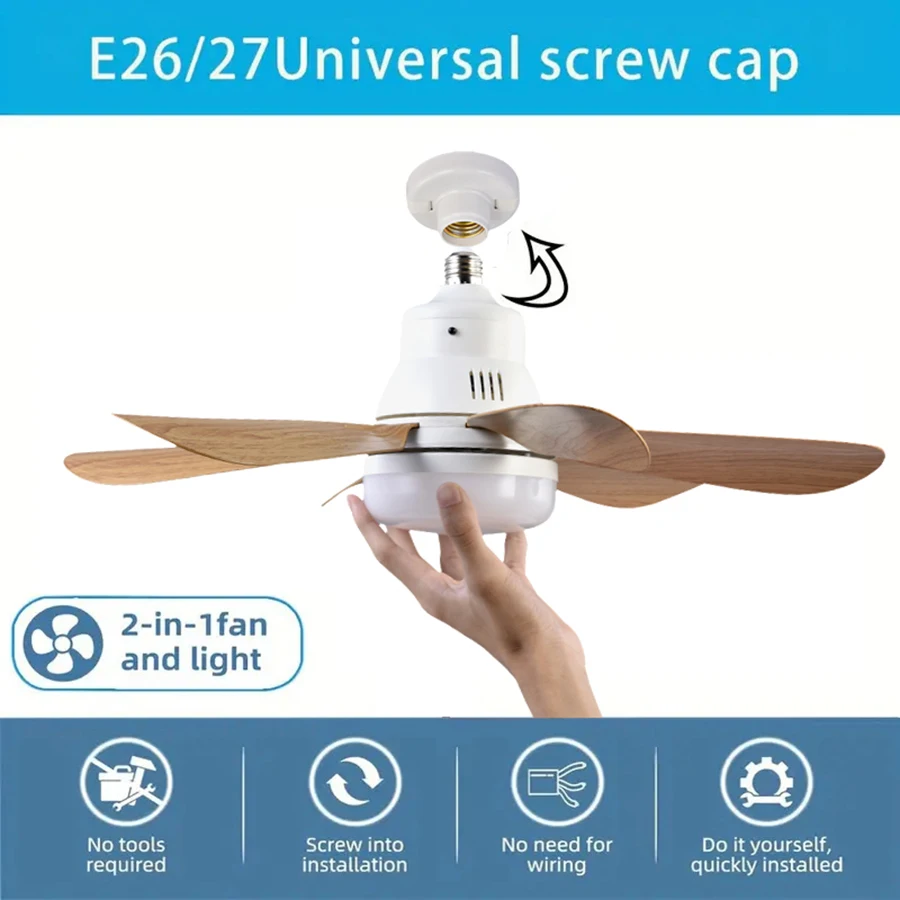 AliExpress Home E26 E27 LED Ceiling Fan Light Wireless Remote Control with Stepless Dimming Night Lights Smart Fan for Room Office Study, view 4