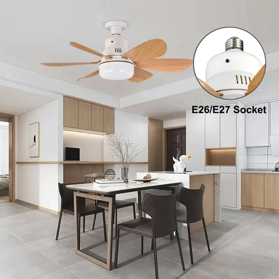AliExpress Home E26 E27 LED Ceiling Fan Light Wireless Remote Control with Stepless Dimming Night Lights Smart Fan for Room Office Study, view 5