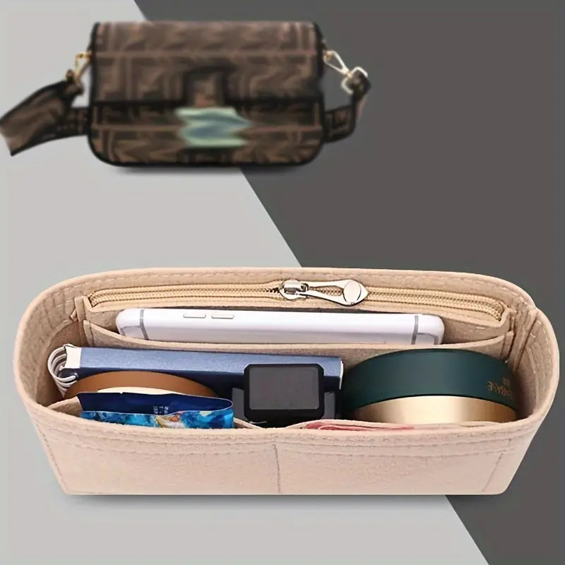 AliExpress Homefish Felt Bag Insert Organizer Makeup Liner For Women Handbag Cosmetic Bag Portable Inner Purse Storage Organizer, view 3