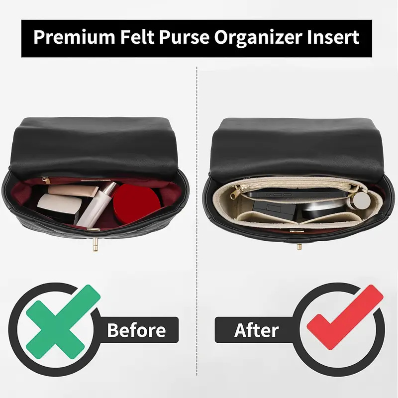 AliExpress Homefish Felt Bag Insert Organizer Makeup Liner For Women Handbag Cosmetic Bag Portable Inner Purse Storage Organizer, view 5