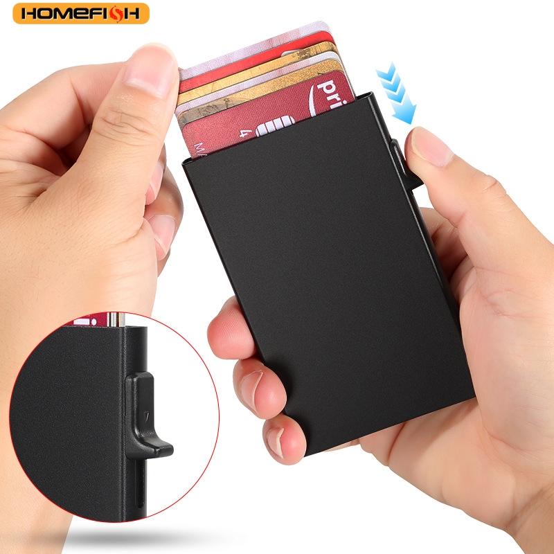 AliExpress HOMEFISH Portable Metal Card Holder, Slim Mini Wallet, Simple Coin Purse for Men and Women, view 4