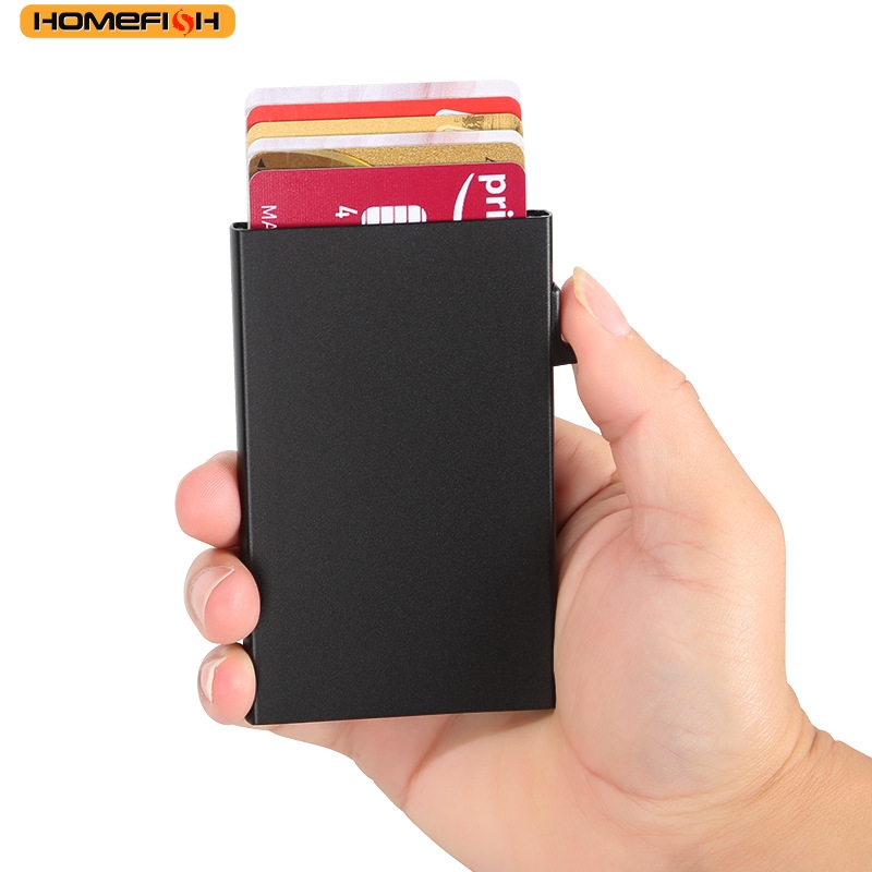 AliExpress HOMEFISH Portable Metal Card Holder, Slim Mini Wallet, Simple Coin Purse for Men and Women, view 6