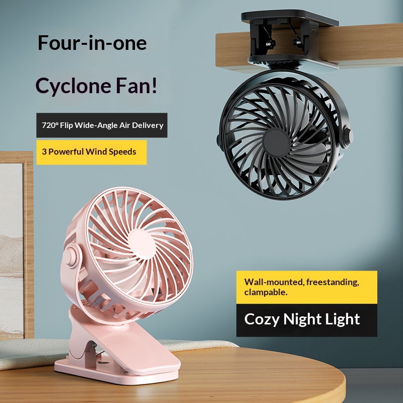 AliExpress HOMEFISH Portable Rechargeable Clip Fan 720° Rotatable Hanging Fan with Night Light Air Cooler for Outdoor Camping Ventilador