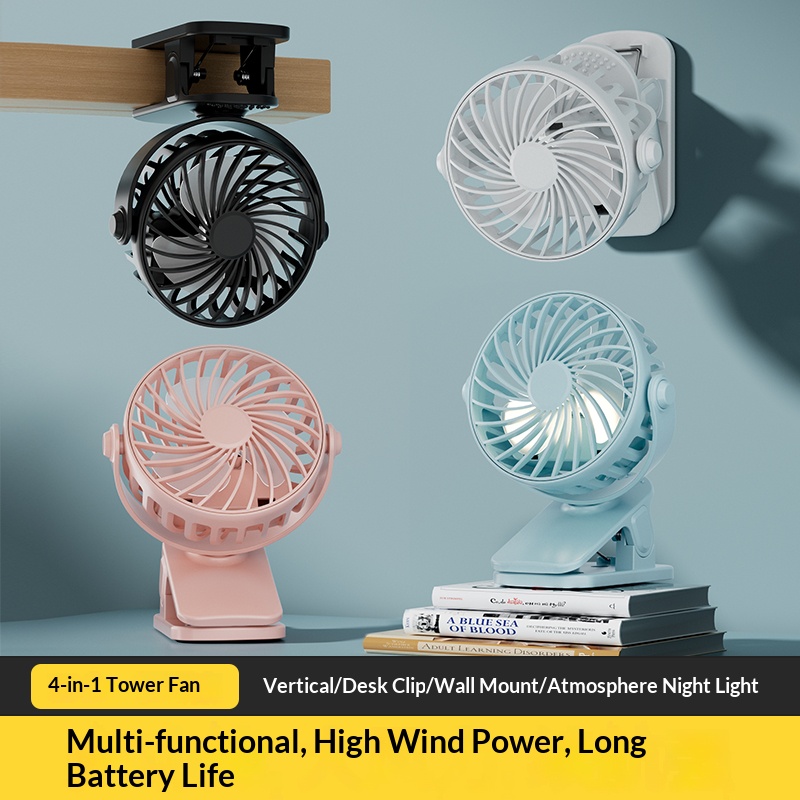 AliExpress HOMEFISH Portable Rechargeable Clip Fan 720° Rotatable Hanging Fan with Night Light Air Cooler for Outdoor Camping Ventilador, view 2