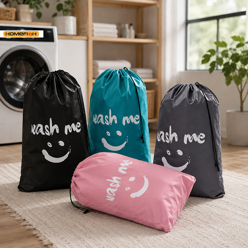 AliExpress HOMEFISH Smiley Print Drawstring Laundry Bag