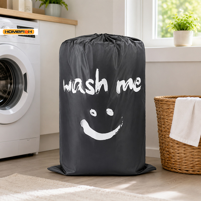 AliExpress HOMEFISH Smiley Print Drawstring Laundry Bag, view 3
