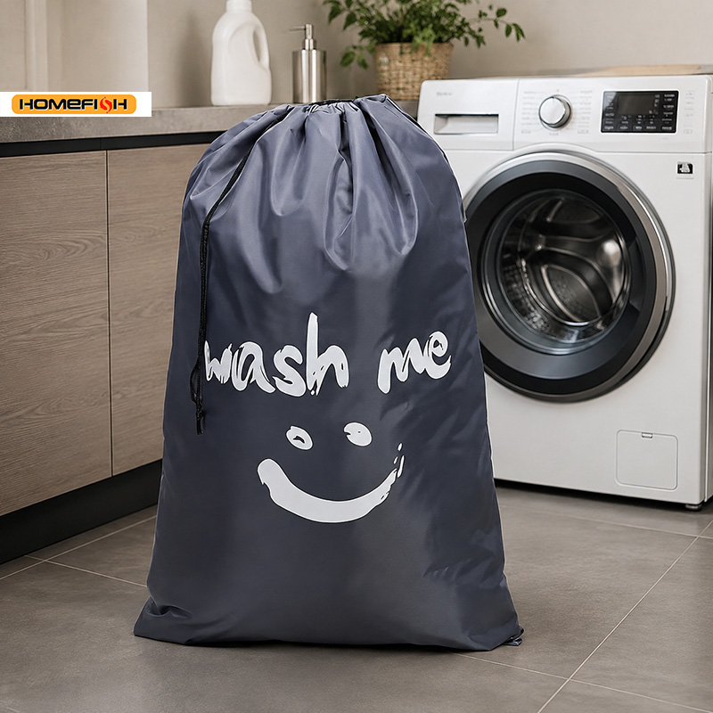 AliExpress HOMEFISH Smiley Print Drawstring Laundry Bag, view 4