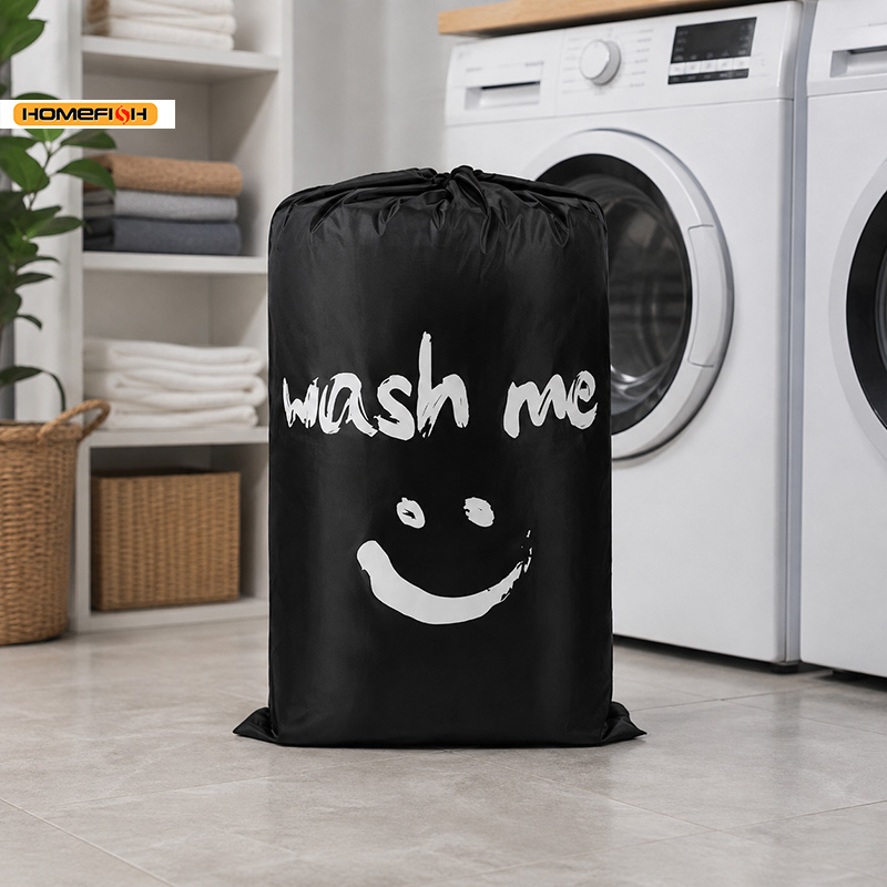 AliExpress HOMEFISH Smiley Print Drawstring Laundry Bag, view 6