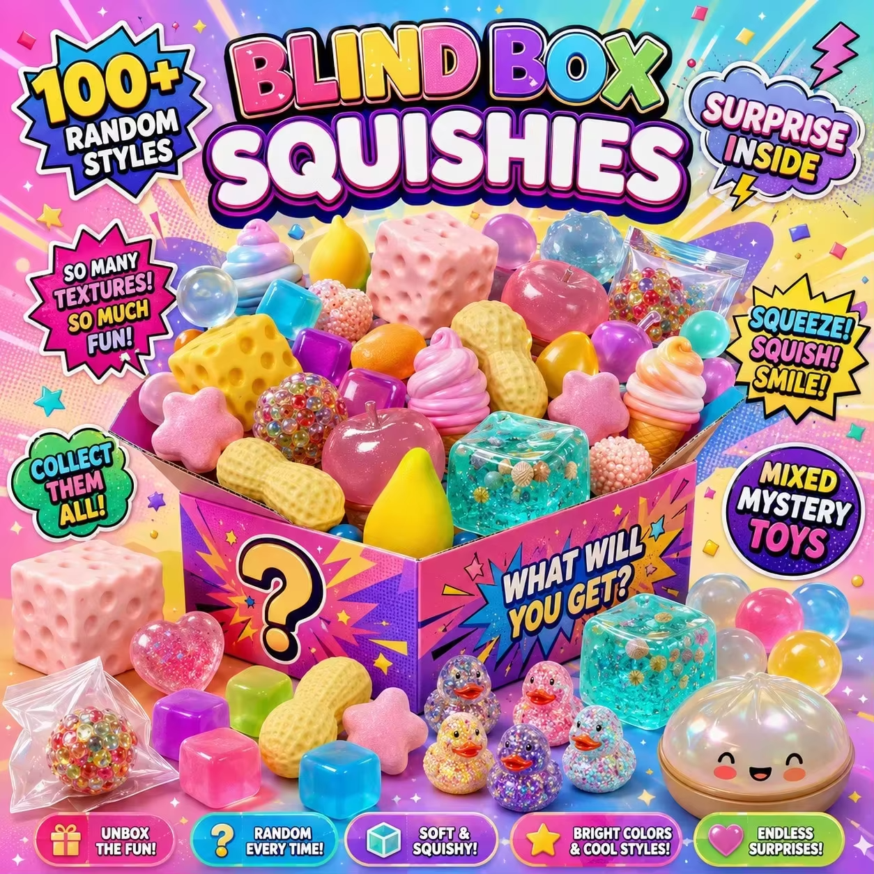 AliExpress Hot Cute Assorted Squishy Figures Blind Box Party Surprise Toys Slow Rising Soft Fidget Squeeze Stress Relief Toy Random 1pcs