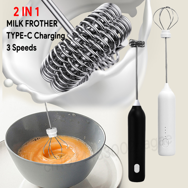 AliExpress HOT  Electric Milk Frother + Egg Beater Wireless Type-C Charging 3 Speeds Mini Handheld Foam Maker Coffee Whisk Cooking Tools