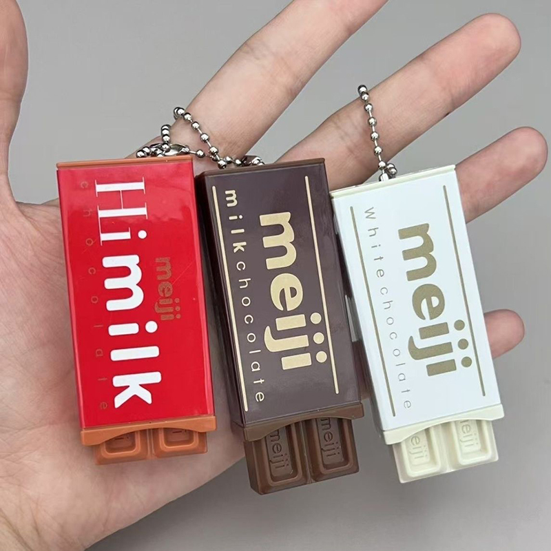 AliExpress Hot Japanese Style Simulated Meiji Chocolate Fidget Toy Bendable Snap Stress Relief Keychain Pendant Creative Gift S