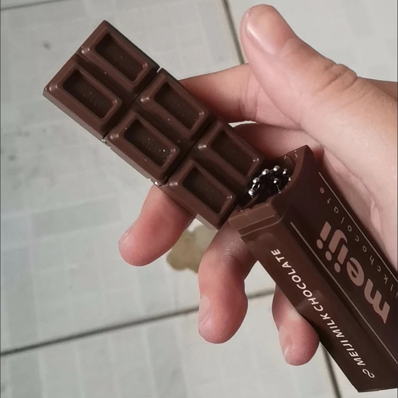 AliExpress Hot Japanese Style Simulated Meiji Chocolate Fidget Toy Bendable Snap Stress Relief Keychain Pendant Creative Gift S, view 4