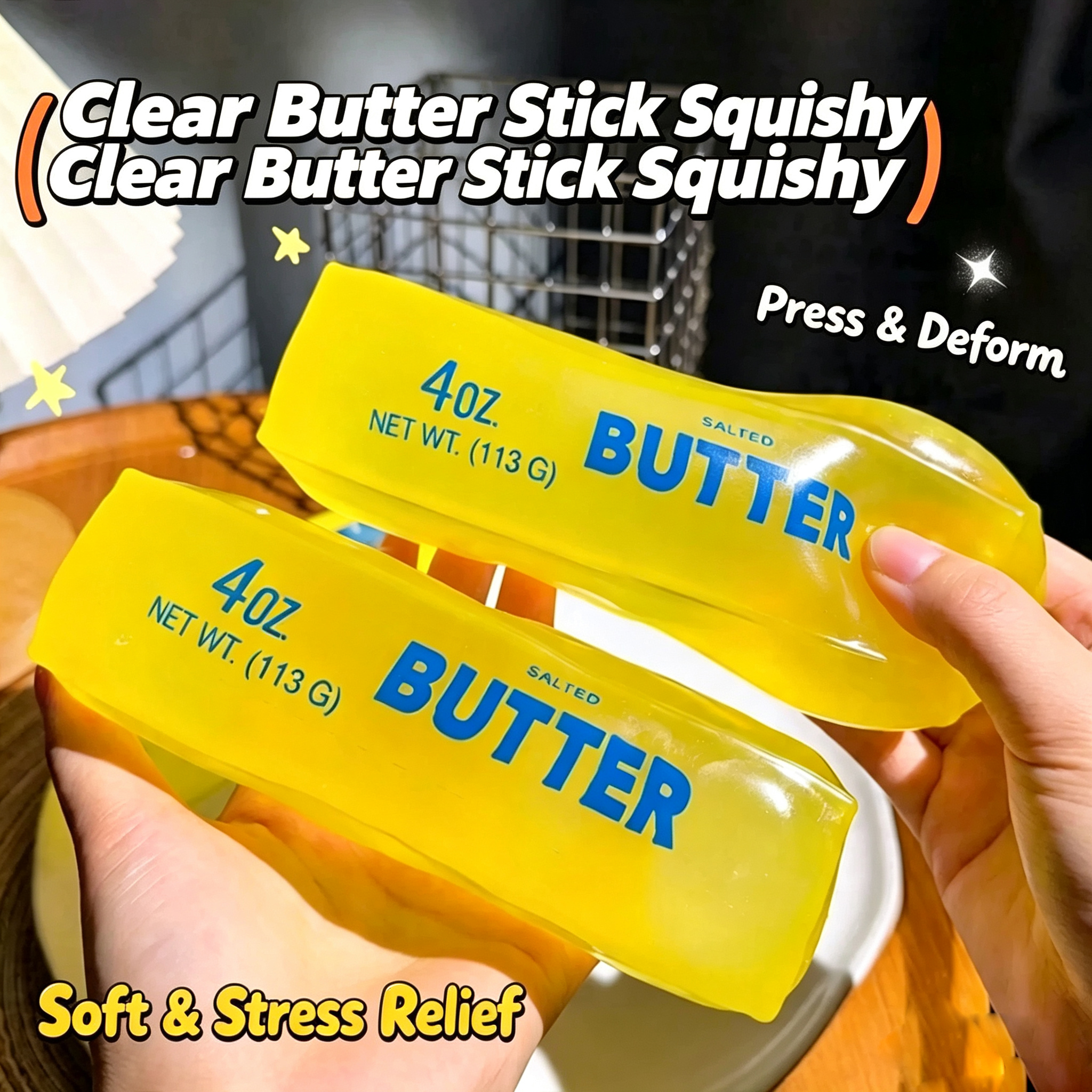 AliExpress hot Moldable Butter Stick Squishy Toy Vaseline Filled Stress Relief Butter Cheese Bar Squeeze Fidget Toy Decompression Vent Toy, view 2