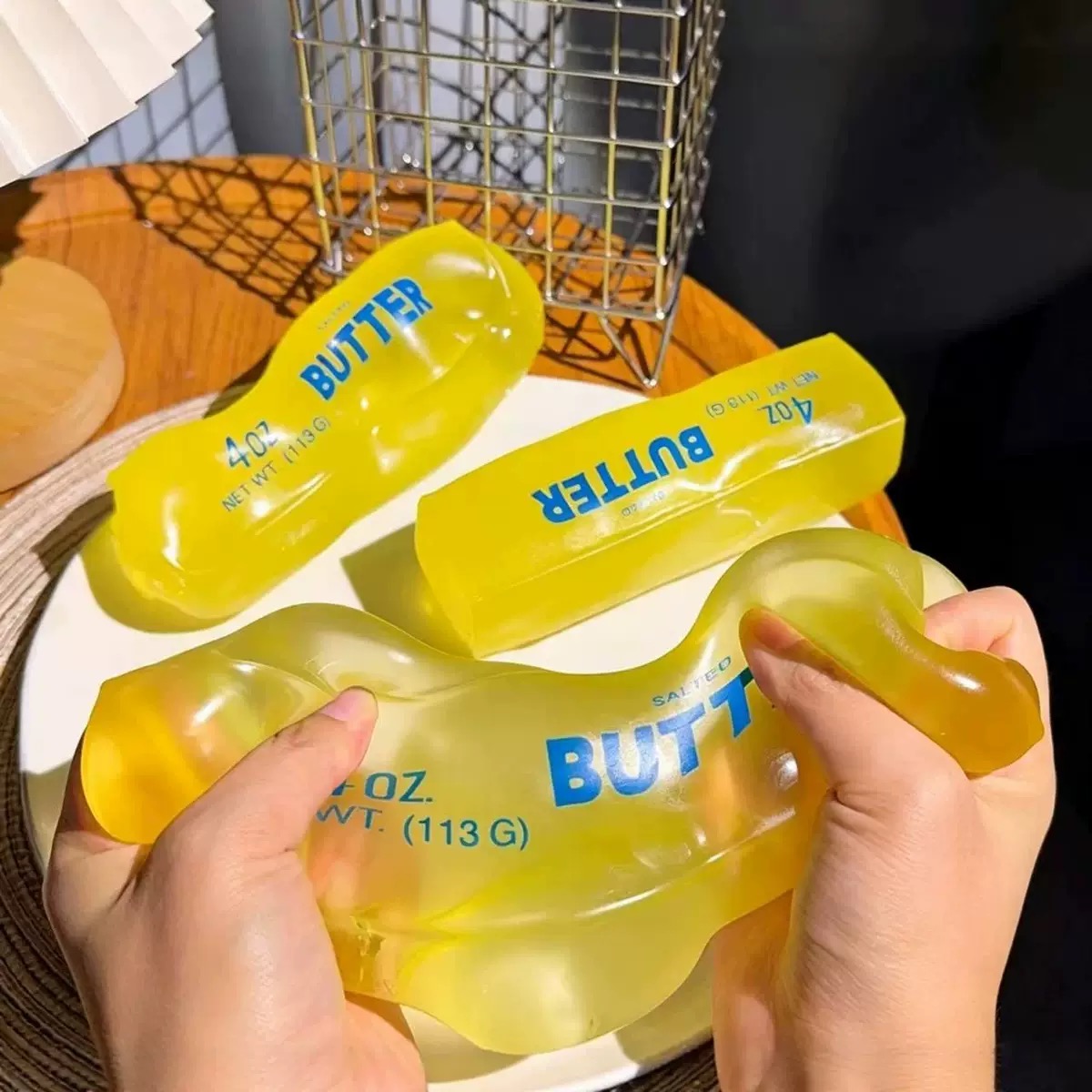 AliExpress hot Moldable Butter Stick Squishy Toy Vaseline Filled Stress Relief Butter Cheese Bar Squeeze Fidget Toy Decompression Vent Toy, view 4