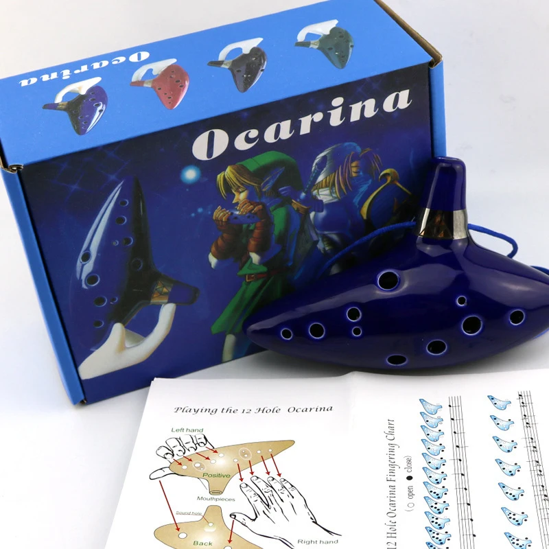 AliExpress Hot Ocarina Ceramic Legend Of 12 Tones Alto C Ceramic Ocarina Musical Instrument with Song Book Neck String Neck Cord